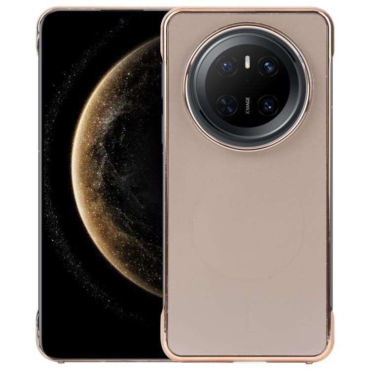 For Huawei Mate 70 Electroplating Frameless Frosted Anti-Glare PC MagSafe Phone Case(Desert Gold)