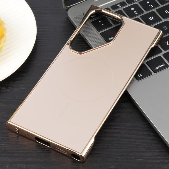 For Samsung Galaxy S24 Ultra 5G Electroplating Frameless Frosted Anti-Glare PC MagSafe Phone Case(Desert Gold)