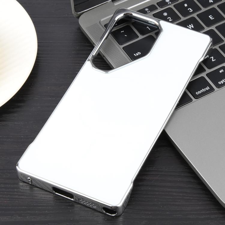 For Samsung Galaxy S24 Ultra 5G Electroplating Frameless Frosted Anti-Glare PC MagSafe Phone Case(Silver White)