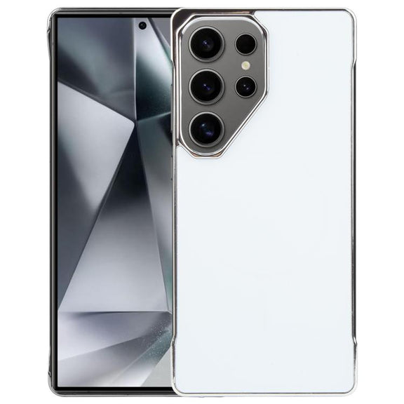 For Samsung Galaxy S24 Ultra 5G Electroplating Frameless Frosted Anti-Glare PC MagSafe Phone Case(Silver White)