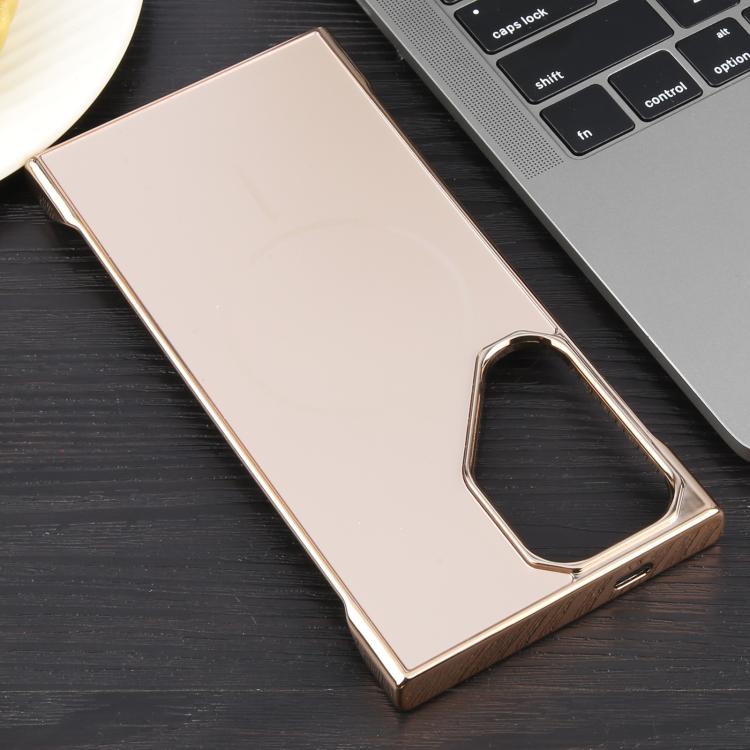 For Samsung Galaxy S25 Ultra 5G Electroplating Frameless Frosted Anti-Glare PC MagSafe Phone Case(Desert Gold)