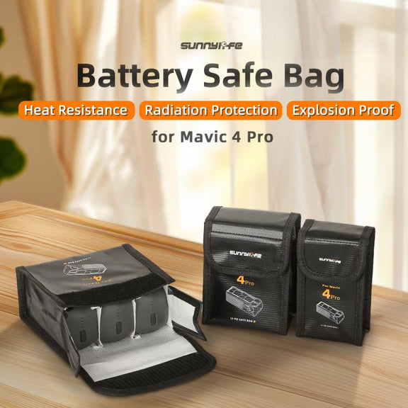 For DJI Mavic 4 Pro Sunnylife Battery Explosion-proof Safe Bag Protective Li-Po Safe Bag(For 3pcs Batteries)