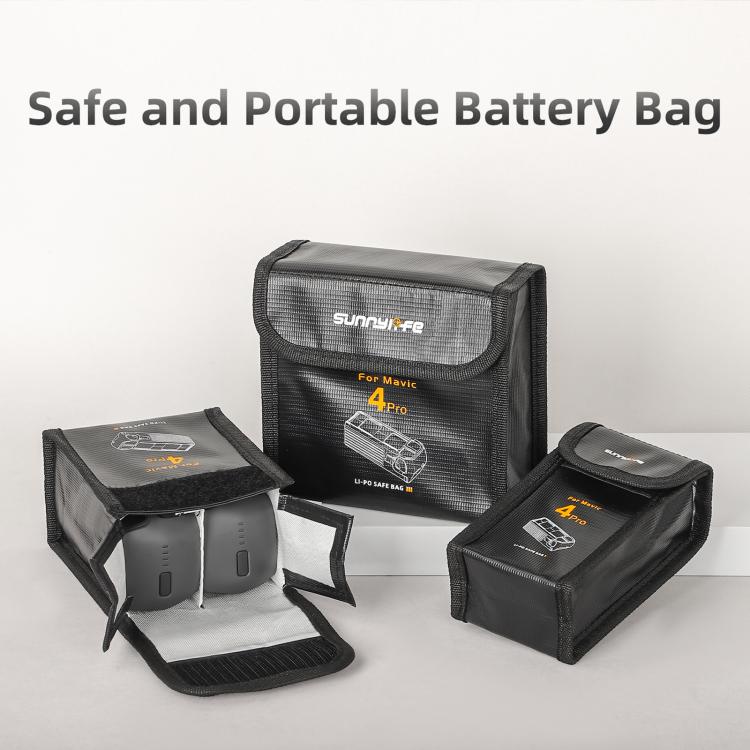 For DJI Mavic 4 Pro Sunnylife Battery Explosion-proof Safe Bag Protective Li-Po Safe Bag(For 3pcs Batteries)