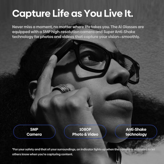 Zeblaze Eyewear AI Shooting Glasses Open-ear Audio AI Assistance(Transparent Lenses)