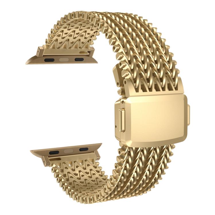 For Apple Watch 42mm / 41mm / 40mm / 38mm Mesh Magnetic Stainless Steel Watch Band(Gold)
