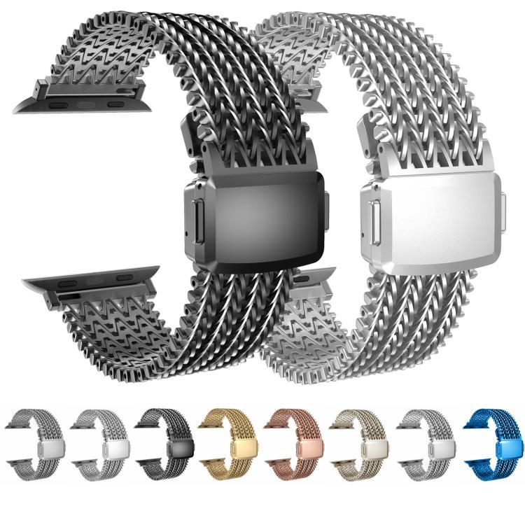 For Apple Watch 42mm / 41mm / 40mm / 38mm Mesh Magnetic Stainless Steel Watch Band(Grey)