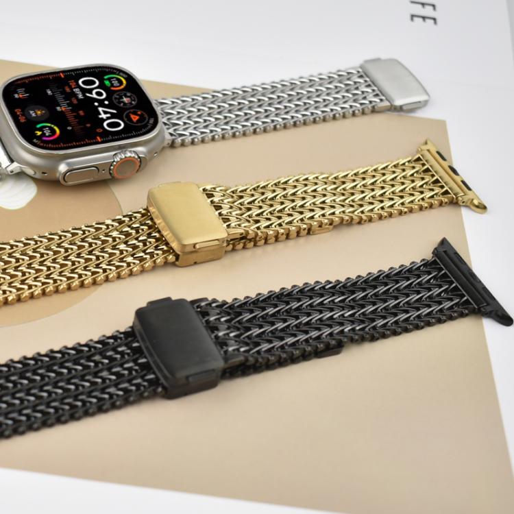 For Apple Watch 42mm / 41mm / 40mm / 38mm Mesh Magnetic Stainless Steel Watch Band(Grey)