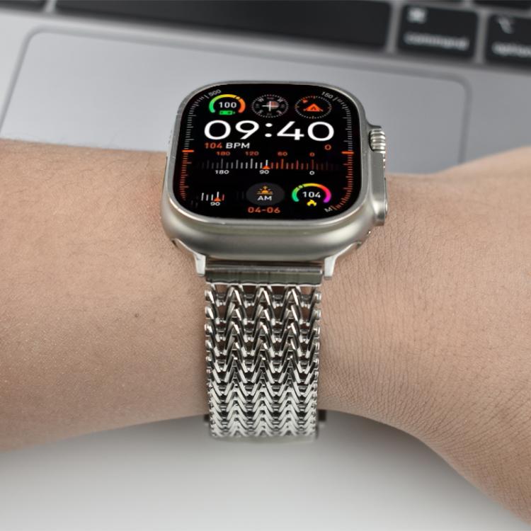 For Apple Watch 42mm / 41mm / 40mm / 38mm Mesh Magnetic Stainless Steel Watch Band(Grey)