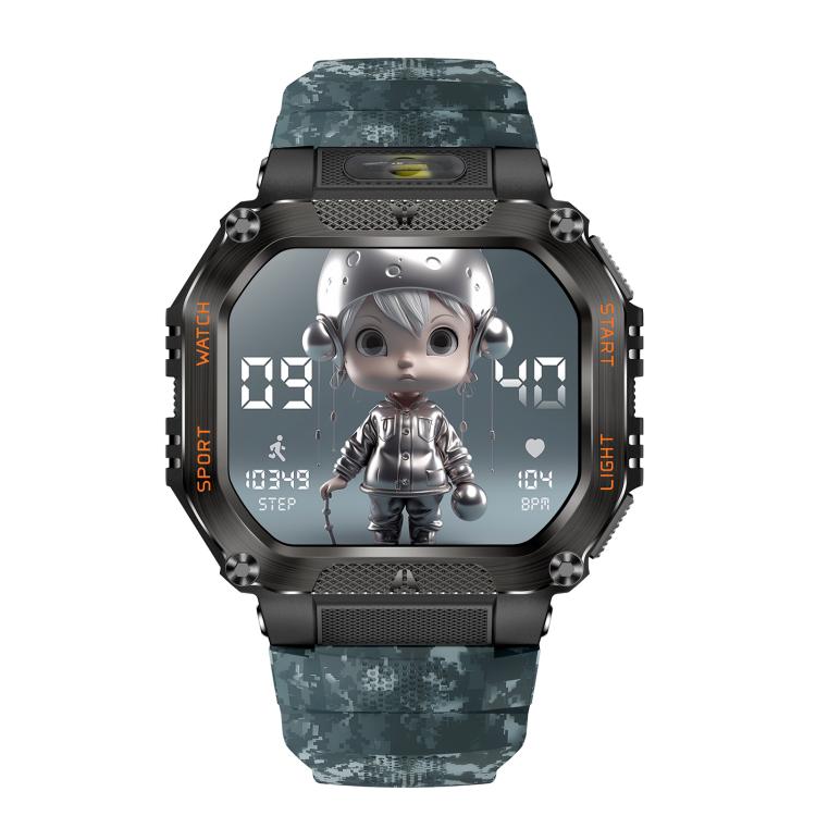 HT34 1.75 inch IPS Screen 3ATM Outdoor Sports BT Smart Watch(Camouflage)