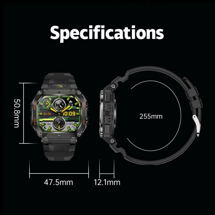 HT34 1.75 inch IPS Screen 3ATM Outdoor Sports BT Smart Watch(Black)