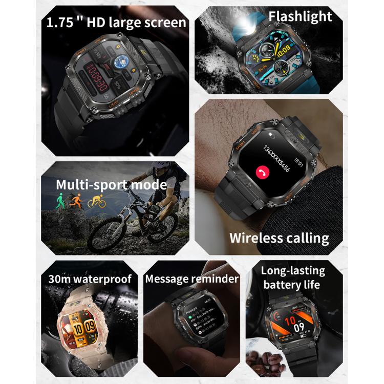 HT34 1.75 inch IPS Screen 3ATM Outdoor Sports BT Smart Watch(Pink)