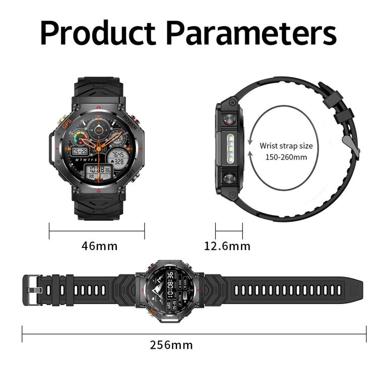 KC91 1.39 inch IPS Screen 3ATM Outdoor GPS Smart Watch with Flashlight(Camouflage)