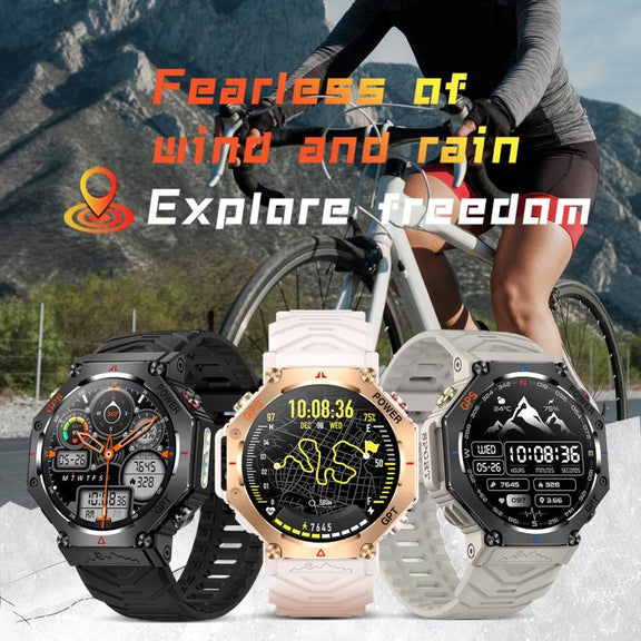 KC91 1.39 inch IPS Screen 3ATM Outdoor GPS Smart Watch with Flashlight(Pink)