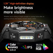 KC91 1.39 inch IPS Screen 3ATM Outdoor GPS Smart Watch with Flashlight(Black)