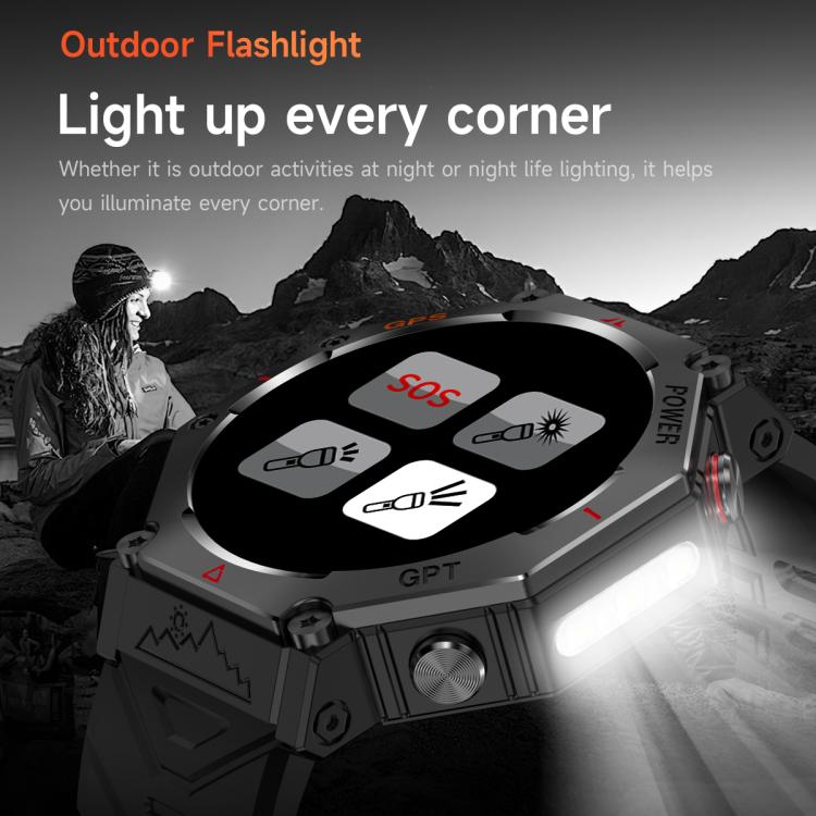 KC91 1.39 inch IPS Screen 3ATM Outdoor GPS Smart Watch with Flashlight(Pink)