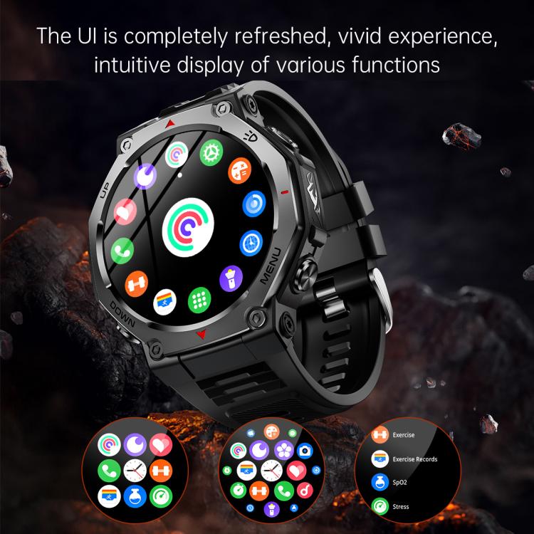 KT85 1.43 inch Screen 5ATM Outdoor Sports Smart Watch with Strong Flashlight(Grey)