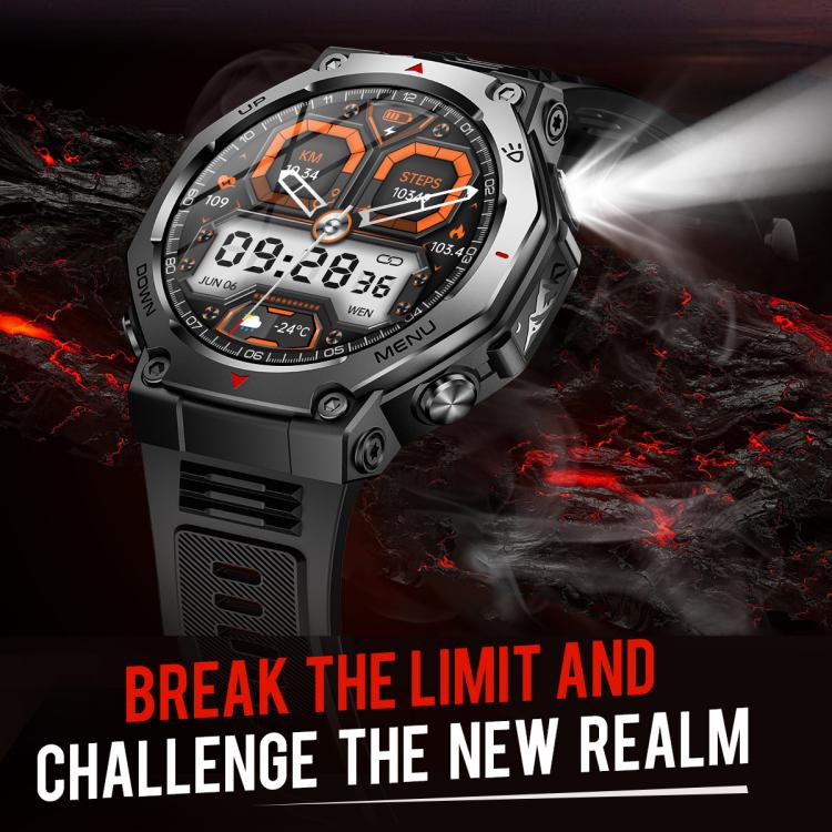 KT85 1.43 inch Screen 5ATM Outdoor Sports Smart Watch with Strong Flashlight(Grey)