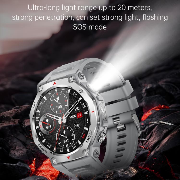 KT85 1.43 inch Screen 5ATM Outdoor Sports Smart Watch with Strong Flashlight(Black)