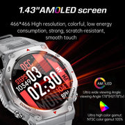 KT85 1.43 inch Screen 5ATM Outdoor Sports Smart Watch with Strong Flashlight(Black)