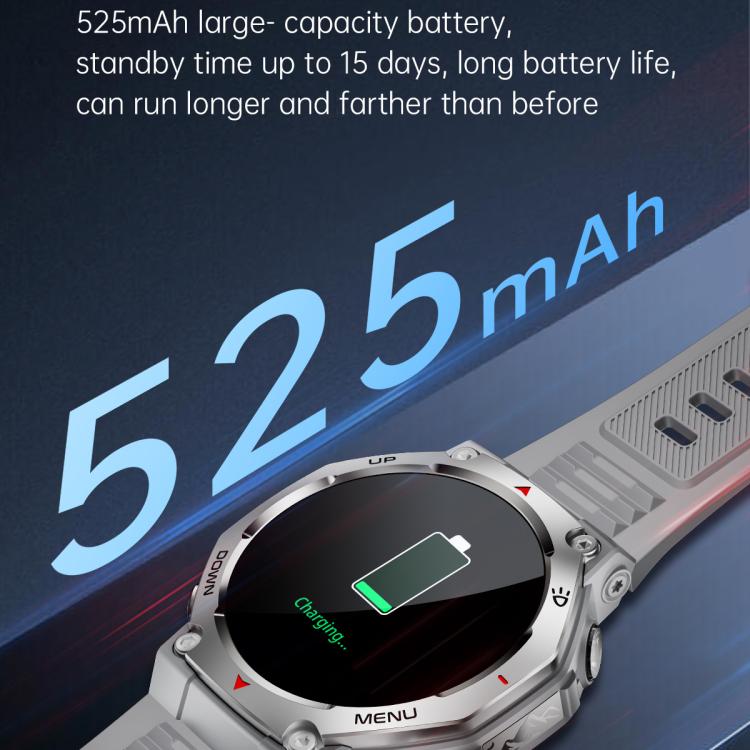 KT85 1.43 inch Screen 5ATM Outdoor Sports Smart Watch with Strong Flashlight(Black)
