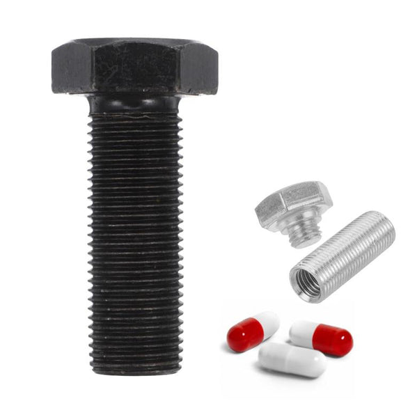 Portable Hexagonal Screw Medicine Storage Tank Pill Storage Box(Black)