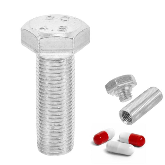 Portable Hexagonal Screw Medicine Storage Tank Pill Storage Box(Silver)