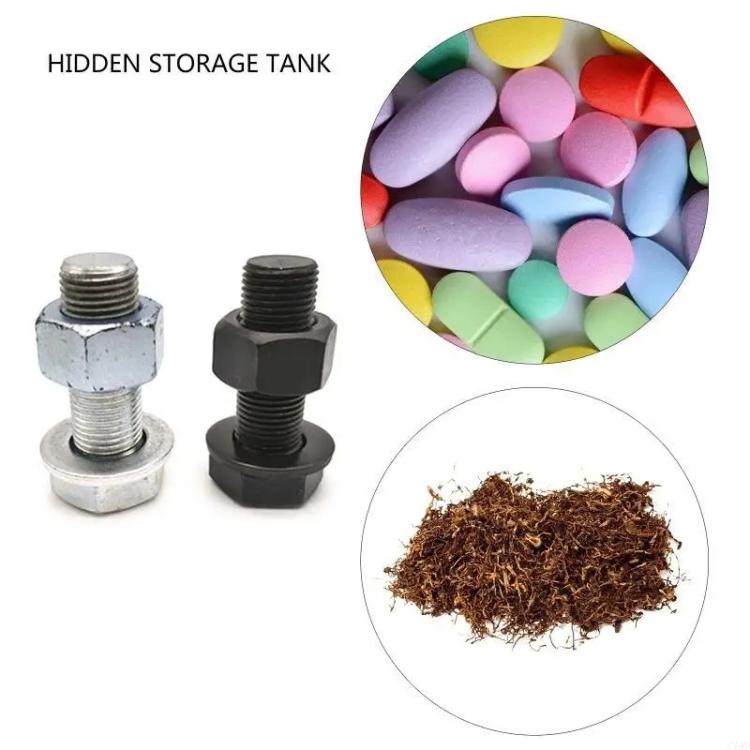 Hexagonal Washer Metal Screw Medicine Storage Tank Travel Capsule Pill Storage Box(Black)