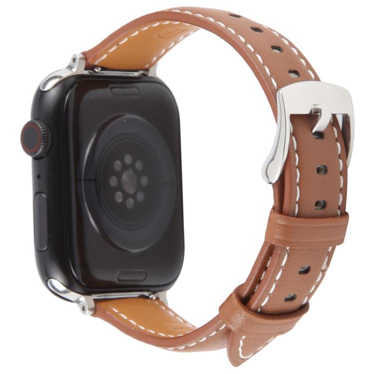 For Apple Watch 46mm / 49mm / 45mm / 44mm Silk Microfiber Leather Watch Band(Brown)