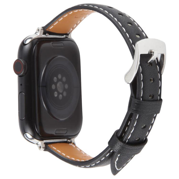 For Apple Watch 42mm / 41mm / 40mm / 38mm Silk Microfiber Leather Watch Band(Black)