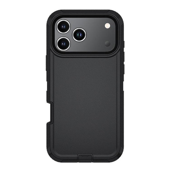 For iPhone 17 Pro Kalebol Shockproof PC Hybrid TPU Phone Case with Back Clip(Black)
