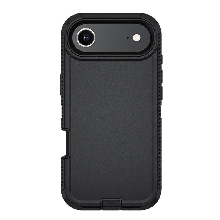 For iPhone 17 Air Kalebol Shockproof PC Hybrid TPU Phone Case with Back Clip(Black)