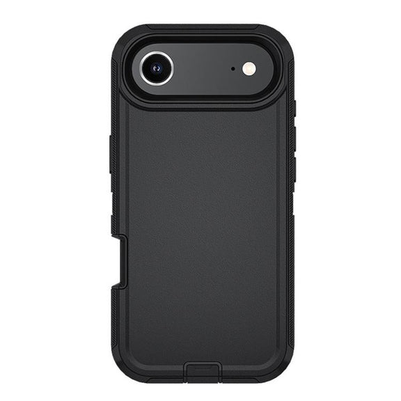 For iPhone 17 Air Kalebol Shockproof PC Hybrid TPU Phone Case with Back Clip(Black)