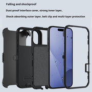 For iPhone 17 Air Kalebol Shockproof PC Hybrid TPU Phone Case with Back Clip(Black)