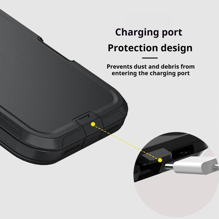 For iPhone 17 Pro Max Kalebol Shockproof PC Hybrid TPU Phone Case with Back Clip(Black)