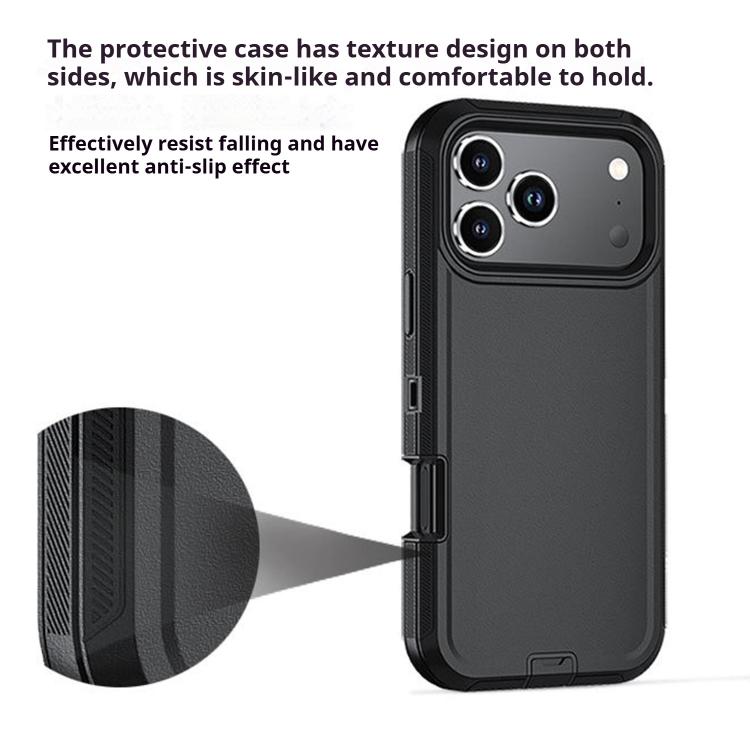 For iPhone 17 Air Kalebol Shockproof PC Hybrid TPU Phone Case with Back Clip(Black)
