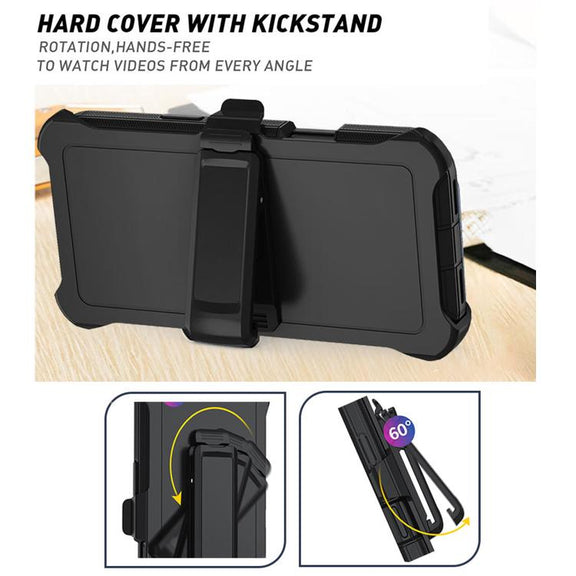 For iPhone 17 Air Kalebol Shockproof PC Hybrid TPU Phone Case with Back Clip(Black)