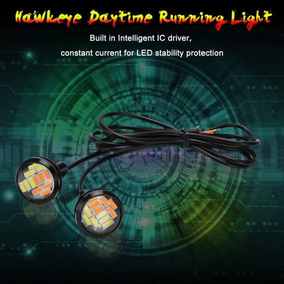 10 PCS 23mm 12LEDs SMD-4014 DC9-80V Motorcycle Eagle Eye Light(White and Yellow Light)
