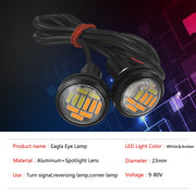 10 PCS 23mm 12LEDs SMD-4014 DC9-80V Motorcycle Eagle Eye Light(White and Yellow Light)