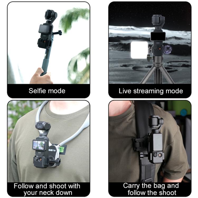 For DJI Osmo Pocket 3 Adapter Expansion Bracket Frame with Backpack Clip