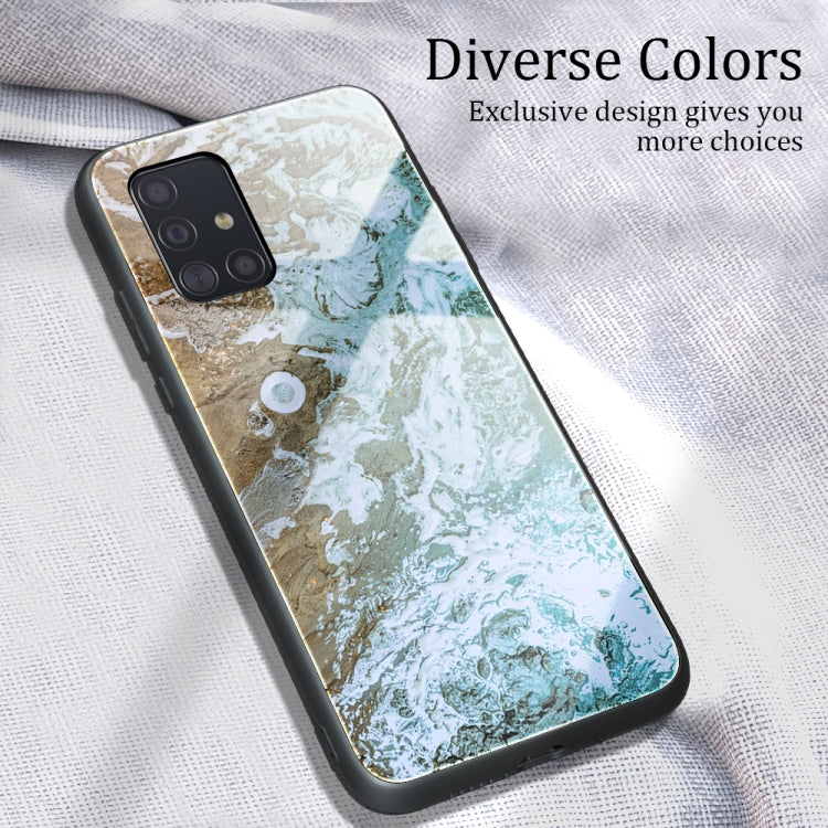 For Samsung Galaxy A51 Marble Pattern Glass Protective Case(DL06)