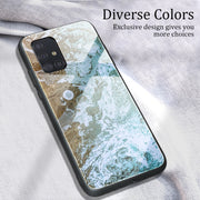 For Samsung Galaxy A51 Marble Pattern Glass Protective Case(DL06)