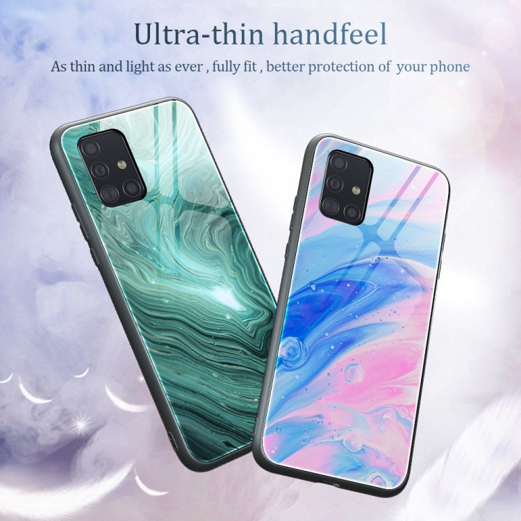 For Samsung Galaxy A51 Marble Pattern Glass Protective Case(DL06)