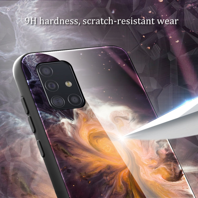 For Samsung Galaxy A51 Marble Pattern Glass Protective Case(DL06)