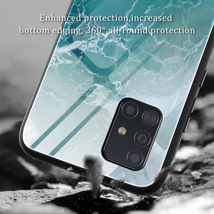 For Samsung Galaxy A51 Marble Pattern Glass Protective Case(DL06)