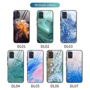 For Samsung Galaxy A51 Marble Pattern Glass Protective Case(DL06)