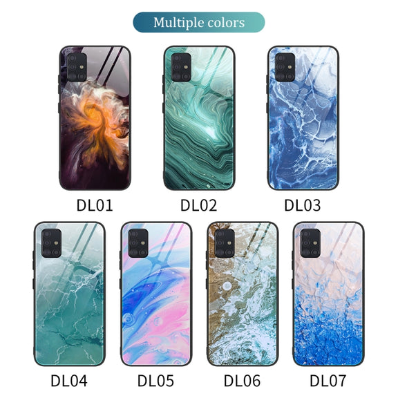 For Samsung Galaxy A51 Marble Pattern Glass Protective Case(DL06)