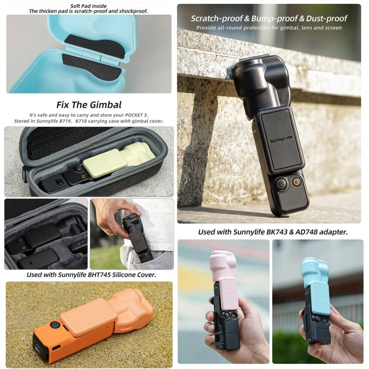 For DJI OSMO Pocket 3 Sunnylife Colorful Gimbal Cover Camera Protector Screen Protective Case(Black)