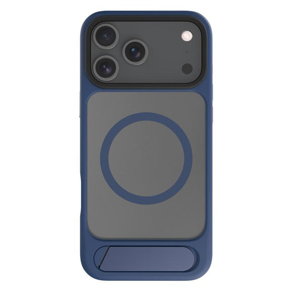 For iPhone 17 Pro Max Kalebol MagSafe Invisible Tilt Holder PC Hybrid TPU Case(Navy Blue)