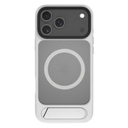 For iPhone 17 Pro Kalebol MagSafe Invisible Tilt Holder PC Hybrid TPU Case(Grey White)