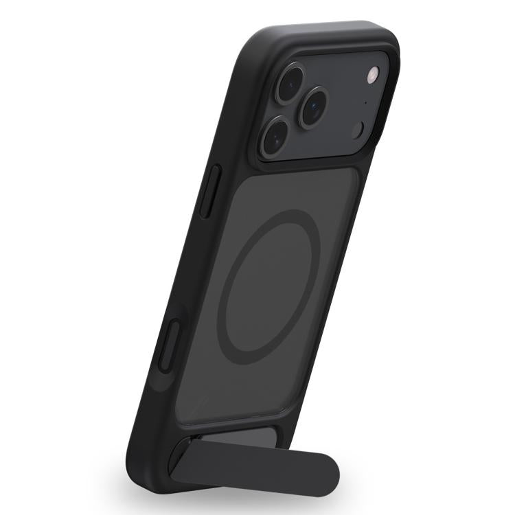 For iPhone 17 Pro Kalebol MagSafe Invisible Tilt Holder PC Hybrid TPU Case(Black)